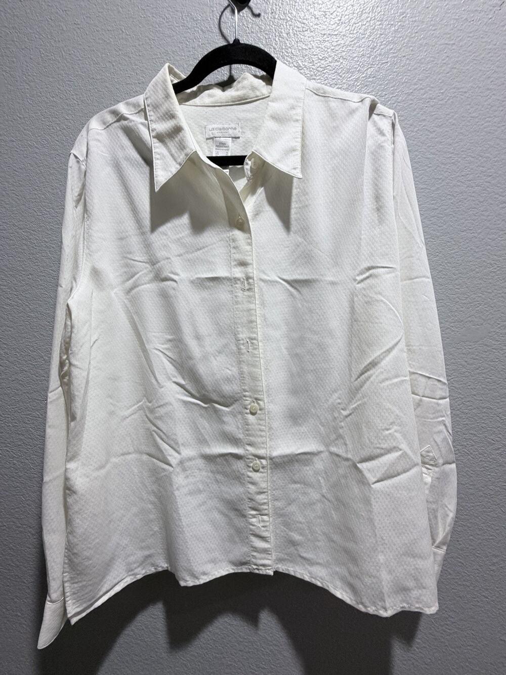 Liz Claiborne Corporate Core Button Up Academica Wrinkle Free Collared Shirt Xlg